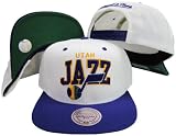 Utah Jazz White/ Purple Two Tone Plastic Snapback Adjustable Snap Back Hat / Cap
