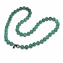 Sterling Silver Green Jade Beaded Necklace, 18"
