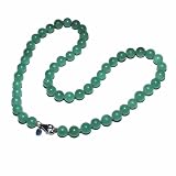 Sterling Silver Green Jade Beaded Necklace, 18"