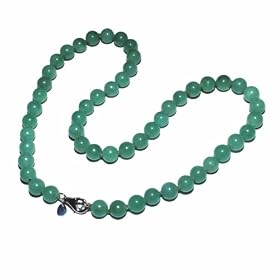 Sterling Silver Green Jadeite Beaded Necklace, 18 by