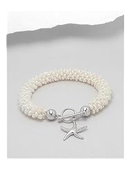 White (Natural) Starfish Fresh Water Pearl Bracelet In 92.5 Sterling Silver