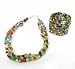 Zad Glass Mosaic Multi-Color Bead Beaded 3-Strand Necklace & Elastic Bracelet Set