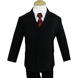Gino Wedding Formal Boy Black Suit with Burgundy Tie Sizes Baby to Teen