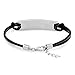 ForeverGiftsusa Free Engraving - Stainless Steel with Black Leather Medical Id Bracelet