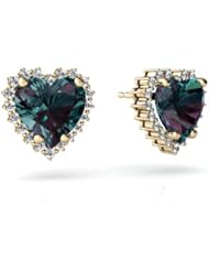 Created Alexandrite 14kt Yellow Gold Earrings