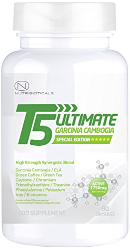 STRONGEST Fat Burner + Pre-Workout on Amazon | T5 Ultimate® Garcinia Cambogia Edition | 1750mg ACTIVE per serving | Premium Thermogenic | Appetite Suppressant | Slimming Pills Ultra Potent | GMP Manufactured | 90 Capsules