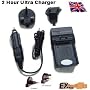 Ex-Pro Digital Camera Travel Charger 2 Hour Fast Charge for Canon Digital IXUS 500 / NB-1L / NB1L