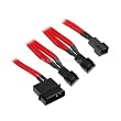 BitFenix Molex zu 3x 3-Pin Adapter 20cm, sleeved rot/schwarz