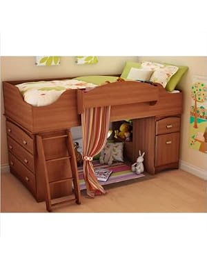 Bundle-32 Imagine Storage Loft Bed with Ladder in Cherry