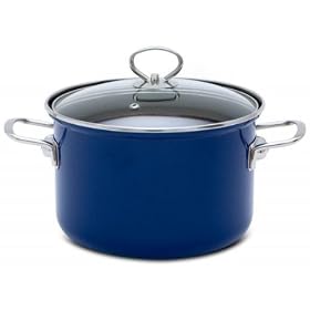 Flox Pot with Glass Lid, Non Toxic Enamel Coating, 18 cm, 2.0L/navy blue/Induction