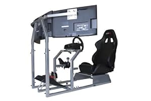 GTR Racing Simulator Seat - GTA-F Model Triple or Single Monitor Stand with Adjustable Leatherette Seat, Racing Simulator Cockpit gaming chair Single Monitor Stand