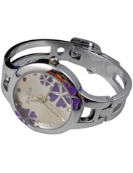 BestOfferBuy Women Fashion Lucky Four Leaf Clover Bangle Bracelet Wrist Watch Purple