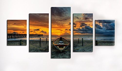 Unframed 5 Pcs Large Hd Seaview with Shiptop Canvas Print Painting for Living Room Wall Art Picture Gift Decoration Home