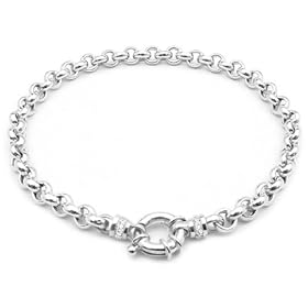 Diamond Accent Rolo Link Anklet 14K White Gold by 