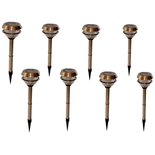 Stainless Steel Solar Powered Adjustable Garden Stake Path Lights (8 Pack)