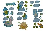 Produkt-Bild: 29 tlg. Set Wandtattoo / Fensterbilder selbstklebend Baby blau Teddy Eisenbahn Rassel Stern Schaukelpferd Junge Tattoo Zimmer Kinderzimmer Kinder Kind Deko Dekoration Bilder Tier Tiere Fenstersticker Wandsticker Sticker Fensterbild
