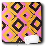 Lee Hiller Designs 60s Retro Print - 60s MOD 3D Geometric Pink Yellow and Brown - Mouse Pads