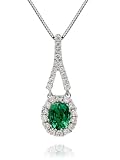 18ct white gold 0.16ct diamond and emerald pendant 18