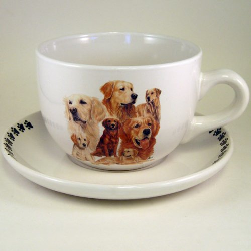 24oz Dog Breed Soup Mug and Saucer - Retriever