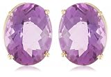 14k Yellow Gold 10x8mm Amethyst Oval Checkerboard Stud Earrings