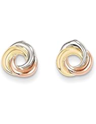 MadiK® Childrens 14K Tri Color Gold Polished Triple Circle Post Stud Earrings