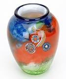 Murano Glass Rainbow Millefiori Pattern Heavy Vase