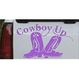 8in X 4.9in Purple -- Cowboy Up With Boots Rodeo Western Car Window Wall Laptop Decal... by Rad Dezigns