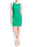 Mango Women's Cotton Guipure Dress, Billiard Green, L
