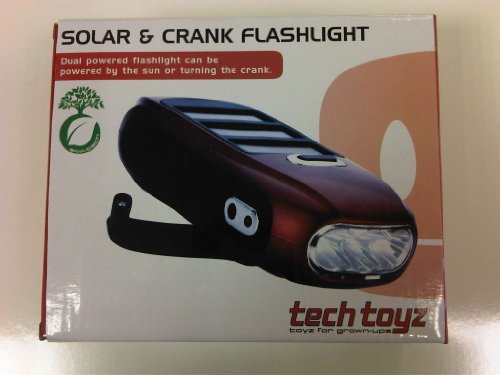 Tech Toyz Solar-Crank Flashlight Dual Power Bright LED