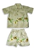 Coconut Pier - Boys 2-Piece Cabana Set, Lt. Grey, Green