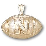 University of Nebraska N Football Pendant (Gold Plated)