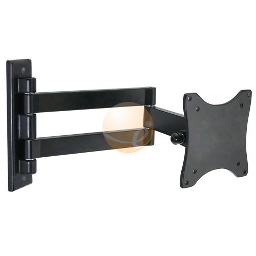 Vivomounts Ultra Slim Low Profile Universal Double Arm Swing & Tilt Corner Arm LCD TV Wall Mount Bracket Black Swivel Articulated Wall Mount for 15 17 19 20 22 23 LCD TVs with standard VESA holes