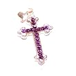 Silver Cross with White and Purple Swarovski stones ( 2 mm .9 inch )