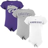 Nike Kansas State Wildcats Infant Purple, Ash & White 3-Pack Romper Set