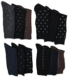 Mens Pattern Dress Socks, 12 Pair, Cotton Blend, Size 10-13