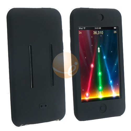 Solid Black Soft Silicone Gel Skin Cover Case for Apple iPod Touch 2nd Gen 8GB 16GB 32GB