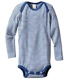 Wool & Silk Long-Sleeved Onesie (50-56 (0-2 mos), Blue Stripes)