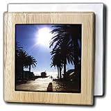Perkins Designs Cities And Structures - Afternoon In Hermosa Beach shows setting sun over the Pacific Ocean in California - Tile Napkin Holders