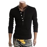 Doublju Mens Casual Long Sleeve Henley Shirts(DU15)