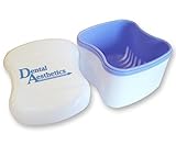 Denture Bath - Storage Container for Soaking Dentures, Retainers & other Dental Appliances (Blue)
