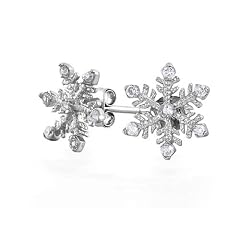 Cheap Christmas Gifts Bling Jewelry Sterling Silver CZ Snowflake Stud Earrings