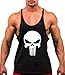 SLSY Men's Gym Tank Top Skull Printed Workout Fitness Bodybuilding Stringer Vest