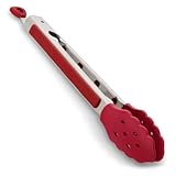 KitchenAid Gourmet Stainless Steel Nylon Tipped Tongs, Red