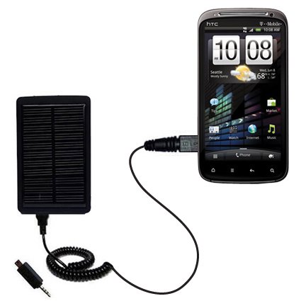 Solar Powered Rechargeable External Battery Pocket Charger for the HTC Sensation 4G - uses Gomadic TipExchange Technology
