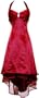 Satin Halter Dress Tulle Mini Train Prom Bridesmaid Holiday Formal Gown Junior Plus Size, 2X, Red