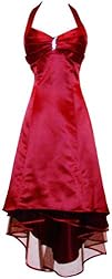 Satin Halter Dress Tulle Mini Train Prom Bridesmaid Formal
