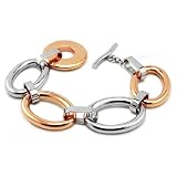 Stainless Steel Rose Gold Plated Oval Link Bracelet 7.75 Inches