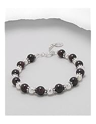 Black Agate Bracelet In 92.5 Sterling Silver