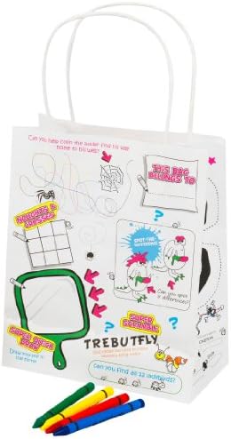 Bizzi Take-Out Bag, Colorful Printed Paper Tote, 4 Crayons Included (Case of 200)