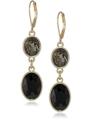 Anne Klein "Bejeweled Color" Gold-Tone Double Drop Earrings
